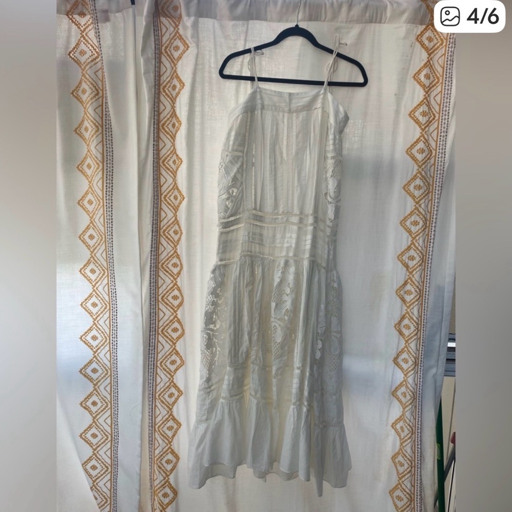 FARM Rio White Lace Midi Dress